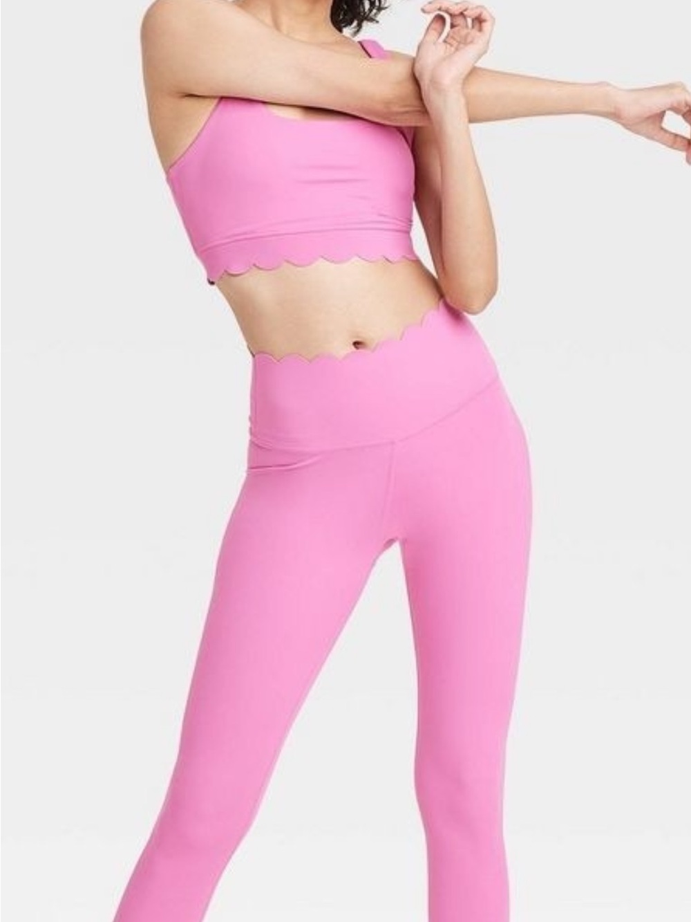 JoyLab Pink Scallop Waist High-Rise Leggings